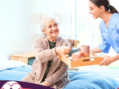 Caregiver assisting with health and exercise activities